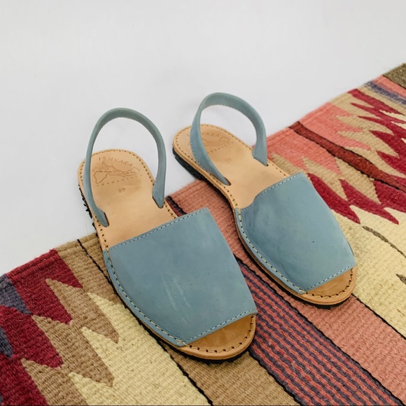 Ishvara Shoes - Ishvara Blue Suede Slingback Slides Sandals 39